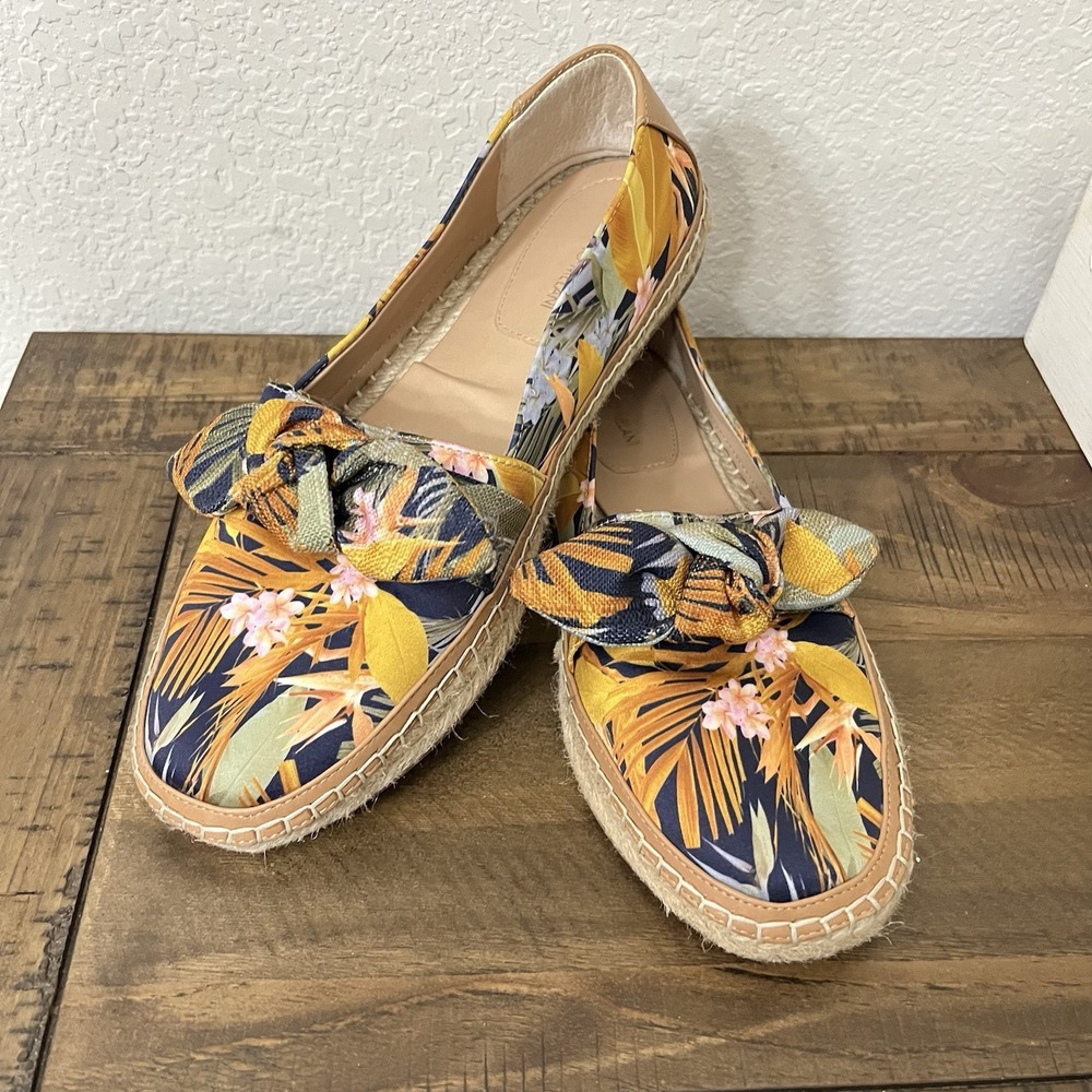 Antonio Melani Yellow Blue Espadrille Slip On Hawaiian Floral‎ 9 Shoes NWOB
